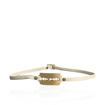 aksesoris perhiasan Mcq Alexander Mcqueen Leather Razor Blade Wrap Bracelet Tinkerlust